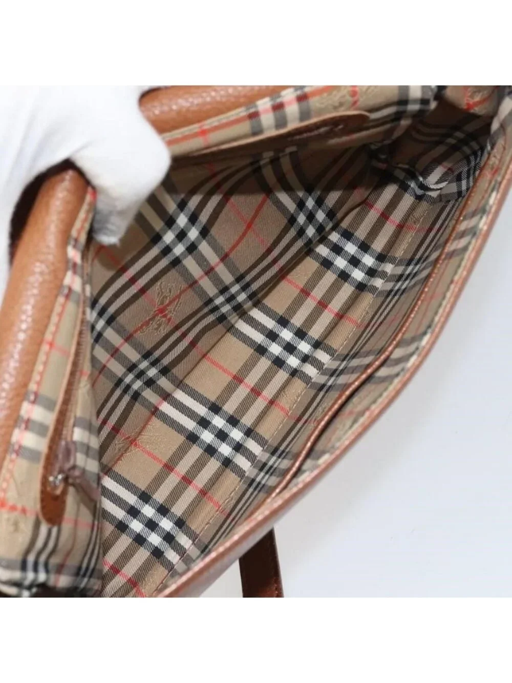 Authentic Burberrys Shoulder Bag Leather Brown Gold - Picture 8 of 16